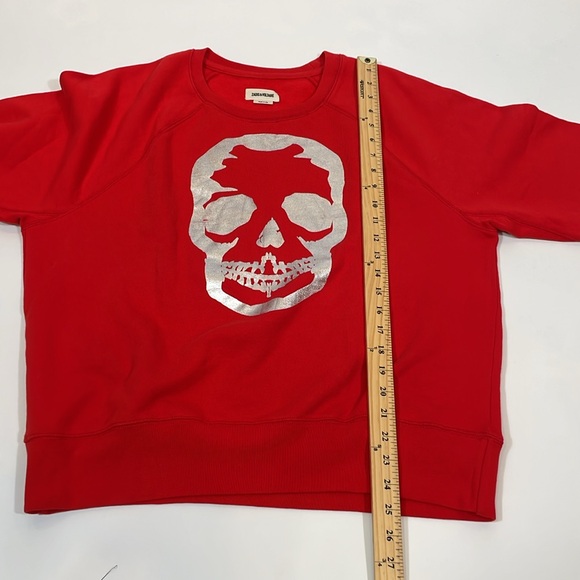 Zadig & Voltaire Red Silver Foil Skull Sweatshirt Size L NWOT - Picture 9 of 9